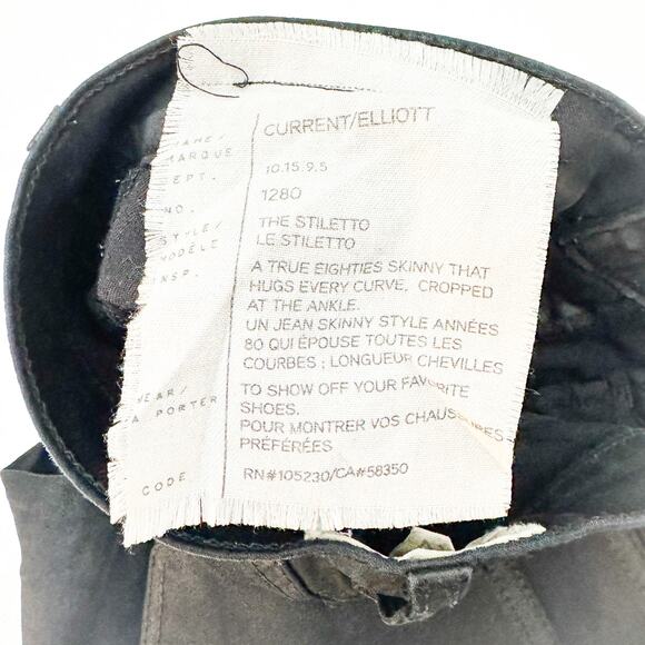 Current Elliott The Stiletto Black Skinny Denim Jeans Size 26 - Picture 6 of 9